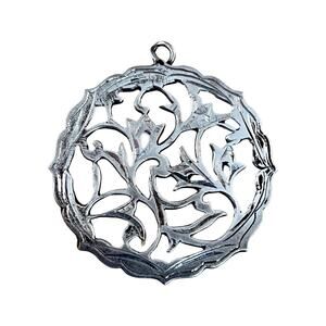Vintage Sterling Silver Floral Pendant, Sterling Silver Filigree Flower Pendant